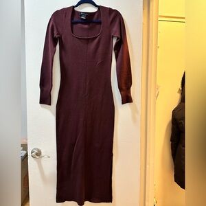 French Connection Burgundy Long Sleeve Dress